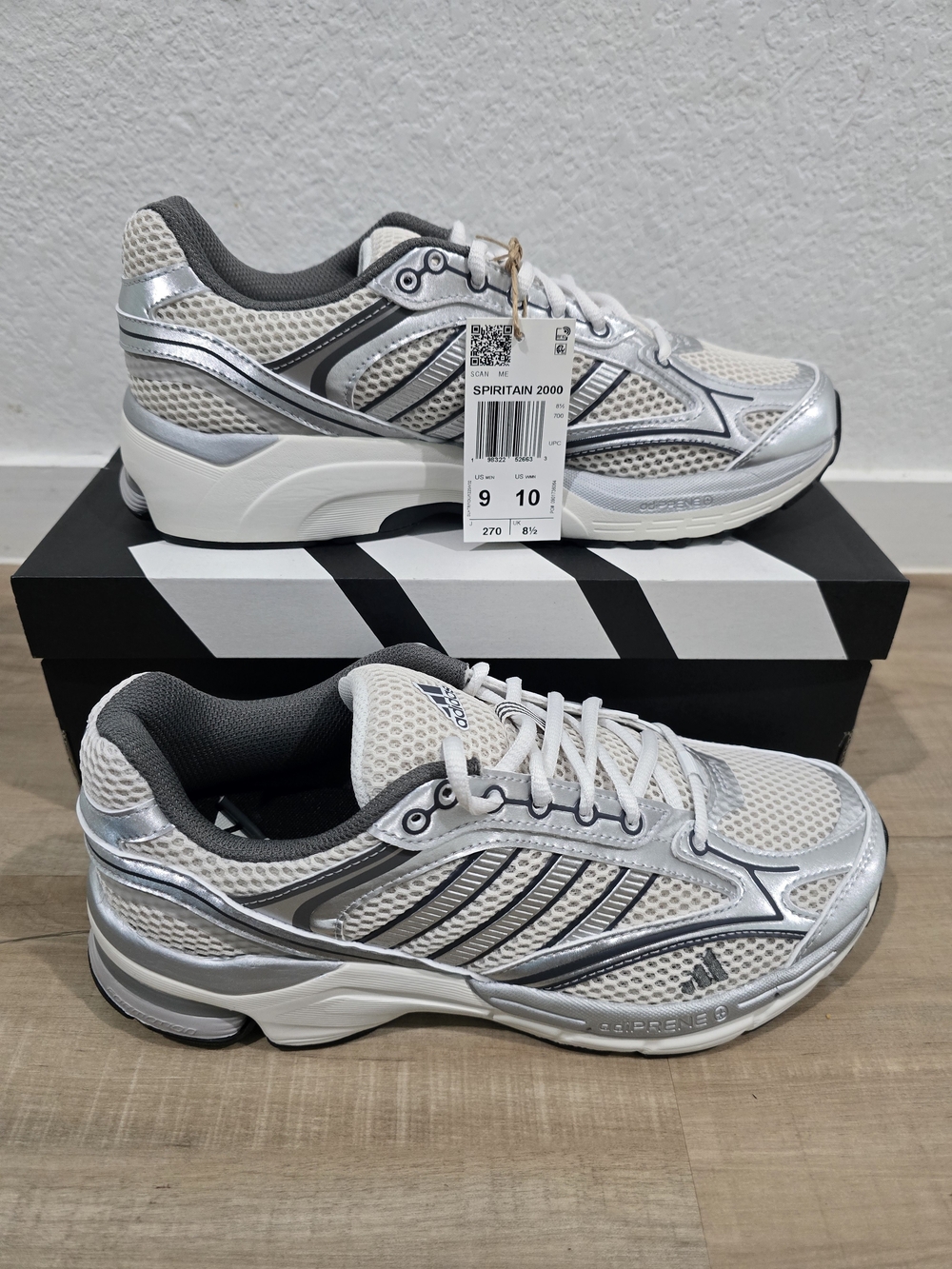 Adidas Spirit Run 2000 Silver White Mesh Sneakers. 11M/12W